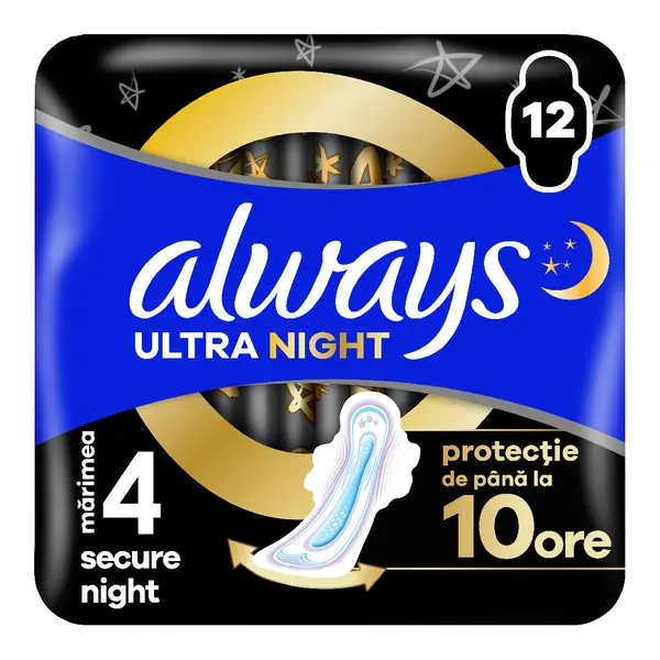 Absorbante Ultra Secure Night, marimea 4, 12 bucati, Always