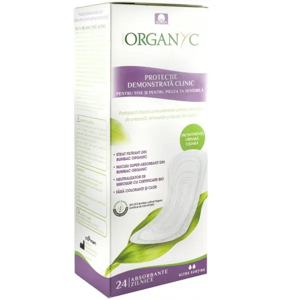 Absorbante ultra subtiri pentru incontinenta, din bumbac organic, 24 buc