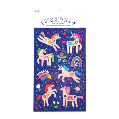Abtibilduri holografice cu sclipici Stickiville Magical Unicorns