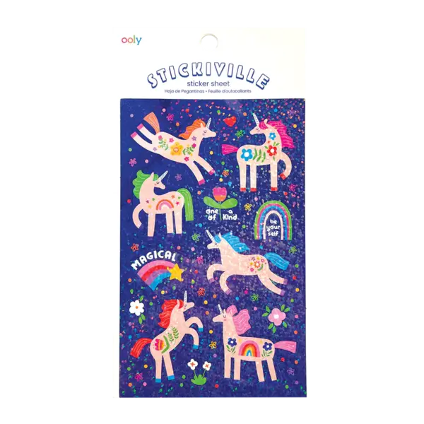 Abtibilduri holografice cu sclipici Stickiville Magical Unicorns