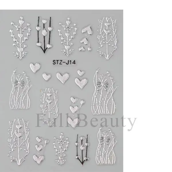Abtibilduri unghii 3D Marquise, STICKER106, Argintiu