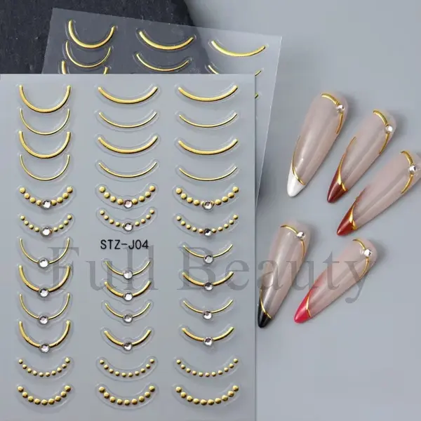 Abtibilduri unghii 3D Marquise, STICKER110, Auriu