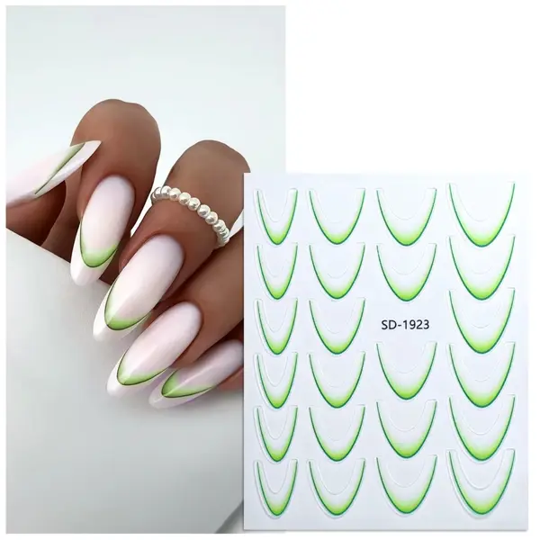 Abtibilduri unghii french Marquise, STICKER64, Verde