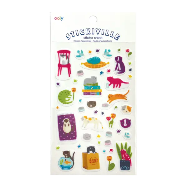 Abtibilduri vinil transparent Stickiville Quirky Cats
