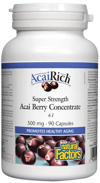 Acai Berry Concentrate 4:1, 500 mg, 90 capsule, Natural Factors