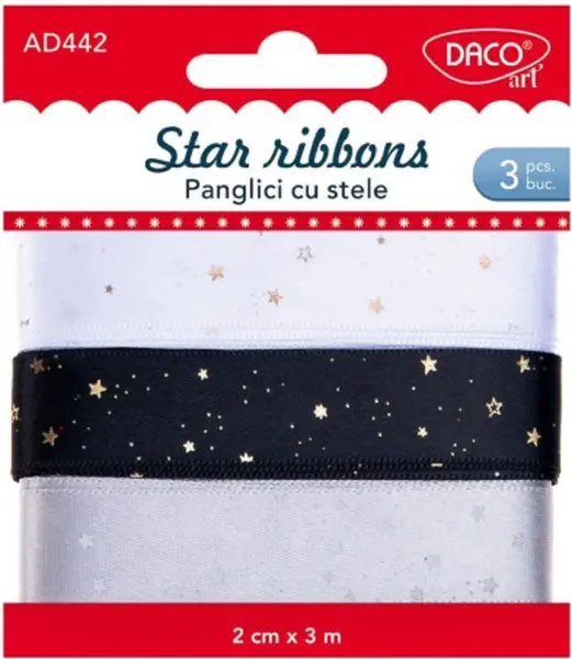 Accesorii craft - 3 panglici - Stele | Daco