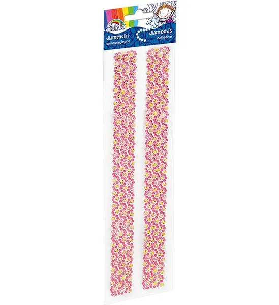 Accesorii creatie decor,2 dantele roz pal,diamante autoadezive blister,30cm