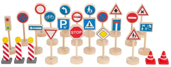 Accesorii din lemn Small Foot - Indicatoare rutiere, 25 piese