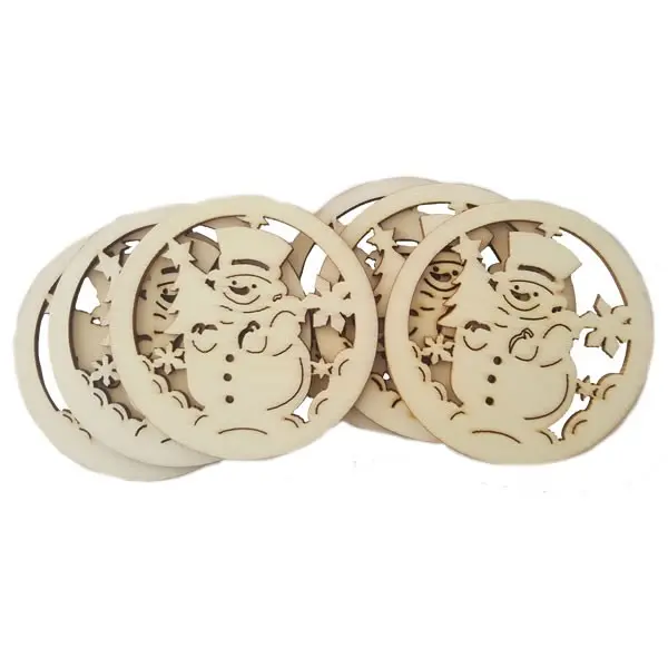 Accesorii pentru activitati crafts lemn decupat,glob cu om de zapada,6 bucati set
