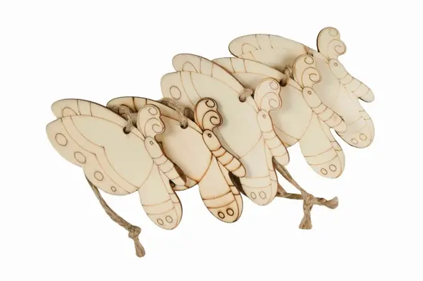 Accesorii pentru activitati crafts pirogravura lemn,fluture,7x7cm,5 bucati set