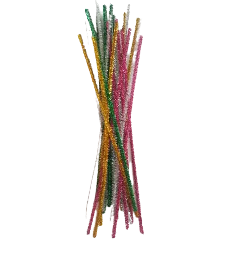 Accesorii pentru activitati crafts sarma plusata cu sclipici,diverse culori,25 bucati set