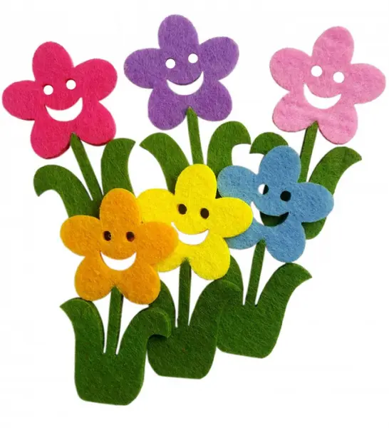 Accesorii pentru activitati senzoriale,floare,fetru,5 bucati set