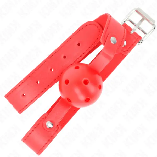 Accesoriu BDSM Kink – Ball Gag, respirabil, bilă 4,5 cm, curea 65 × 2,5