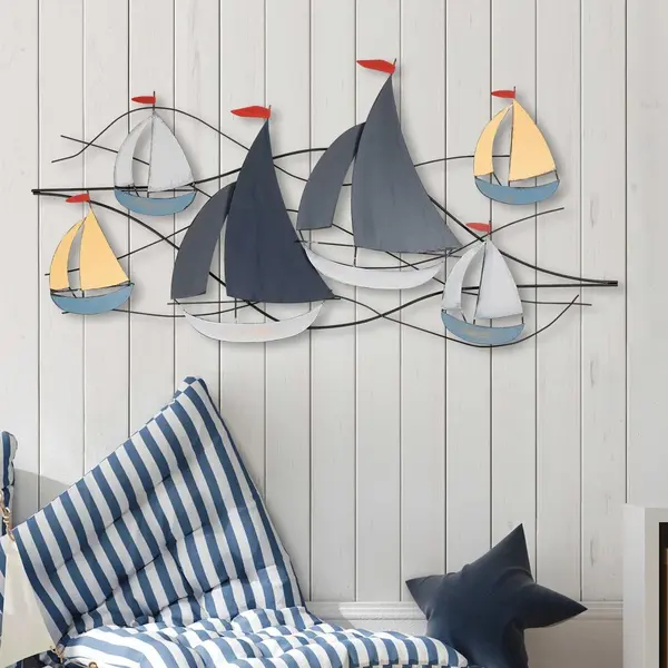 Accesoriu decorativ de perete metalic Bys-084 Multicolor 123x60 cm