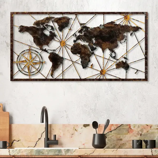 Accesoriu decorativ de perete metalic Bys-132 Multicolor 120x60 cm