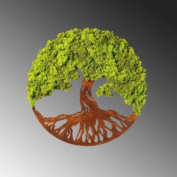 Accesoriu decorativ de perete Tree Of Life 3, Verde, 44x44 cm