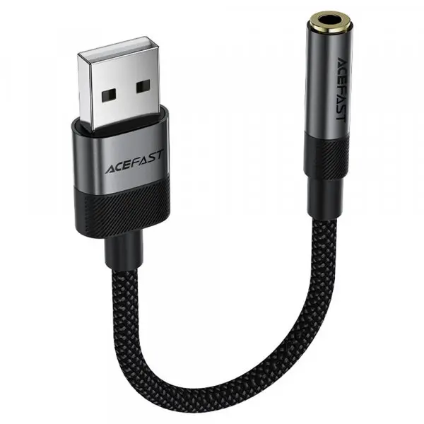 AceFast Adaptor Audio Acefast J13, USB-A la Jack 3.5mm, Negru