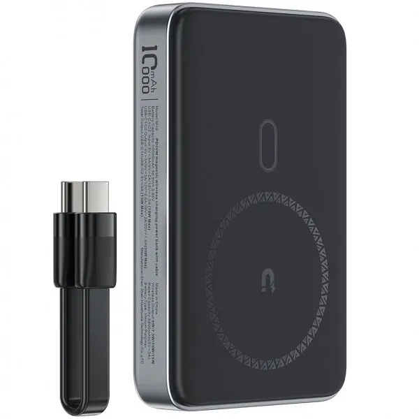 AceFast Baterie Externa Wireless Acefast M10, 10000mAh, 30W, PD + FQI, 1 x QI - 2 x USB-C, Neagra