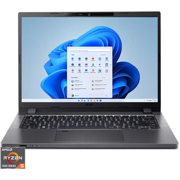 Acer Laptop Acer 14'' TravelMate P2 TMP214-43, WUXGA IPS, Procesor AMD Ryzen™ 5 7530U (16M Cache, up to 4.50 GHz), 16GB DDR5, 512GB SSD, AMD Radeon, Win 11 Pro, Gri inchis (INT Keyboard)