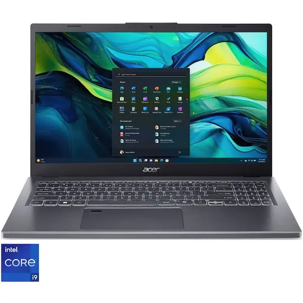 Acer Laptop Acer Aspire 15 A15-51M, Display 15.6'' FHD IPS, Procesor Intel® Core™ i9-13900H, RAM 16GB LPDDR5, 1TB SSD, Placa video Intel Iris Xe, Windows 11 Home, Steel Gray