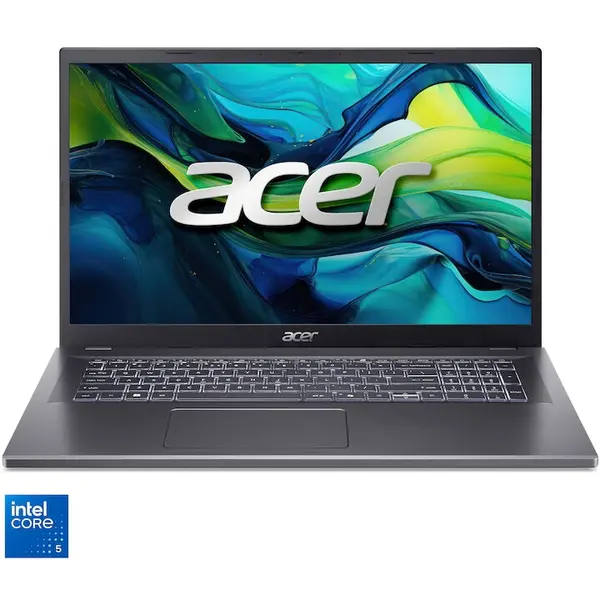 Acer Laptop Acer Aspire 17 A17-51M-57GV, Procesor Intel® Core™ 5 120U, Display 17.3 FullHD IPS, RAM 16GB LPDDR5, 1TB SSD, Placa grafica Intel® Graphics, NO OS, Steel Grey