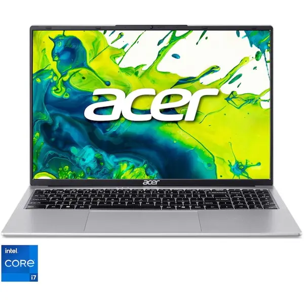 Acer Laptop Acer Aspire Lite 16 AL16-54P-77EK, Procesor Intel® Core™ i7-1355U, Display 16 WUXGA, IPS, RAM 16GB DDR5, 512GB SSD, Placa video Intel® UHD Graphics, No OS, Light Silver