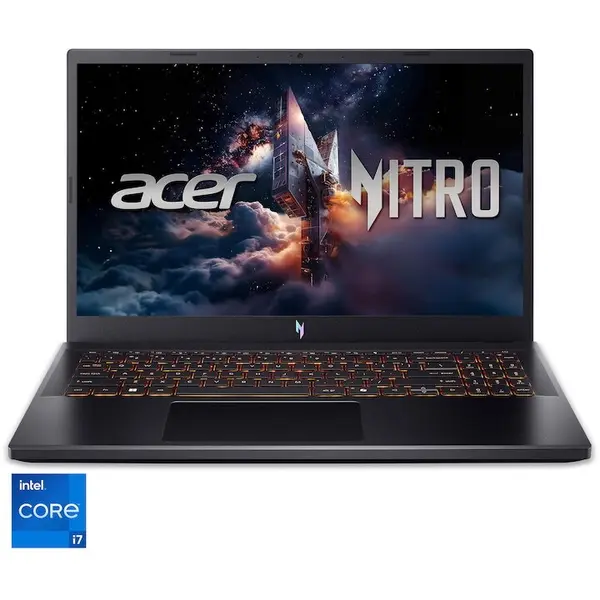 Acer Laptop Acer Nitro V 15 ANV15-52-7186, Procesor Intel® Core™ i7-13620H, Display 15.6 Full HD (1920x1080), IPS, 165Hz, Memorie RAM 16GB DDR4, Capacitate 1TB SSD, Placa video dedicata NVIDIA® GeForce RTX™ 5060 8GB GDDR7, No OS, Obsidian Black (INT Key