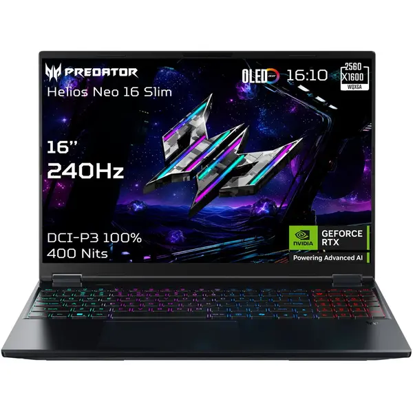 Acer Laptop Acer Predator Helios Neo 16S AI OLED 16 Inch WQXGA Intel Core Ultra 9 32GB 1TB SSD RTX 5070 Ti Windows 11 Home Negru