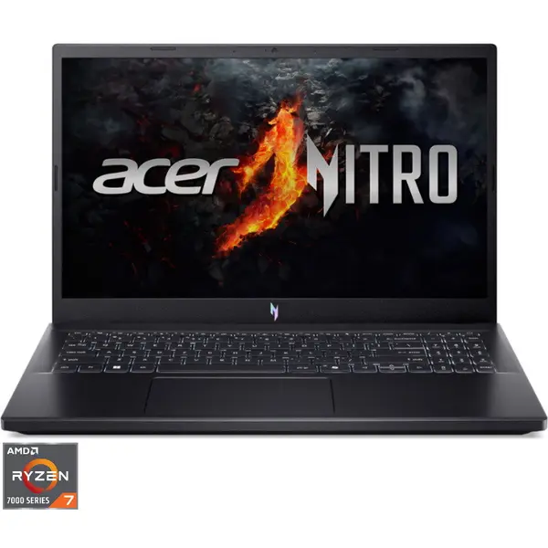 Acer Laptop Gaming Acer Nitro V 15 ANV15-41, 15.6 inch, Full HD IPS 165Hz, Procesor AMD RyzenTM 7 7735HS (16M Cache, pana la 4.75 GHz), 16GB DDR5, 512GB SSD, nVidia GeForce RTX 4050 6GB, No OS, Negru