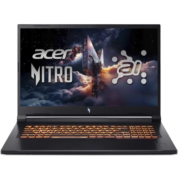 Acer Laptop Gaming Acer Nitro V 17 AI ANV17-41-R2HC, Procesor AMD Ryzen™ 7 260, Display 17.3 FullHD IPS 144Hz, RAM 16GB DDR5, 512GB SSD, Placa video NVIDIA® GeForce RTX™ 4050, NO OS, Negru