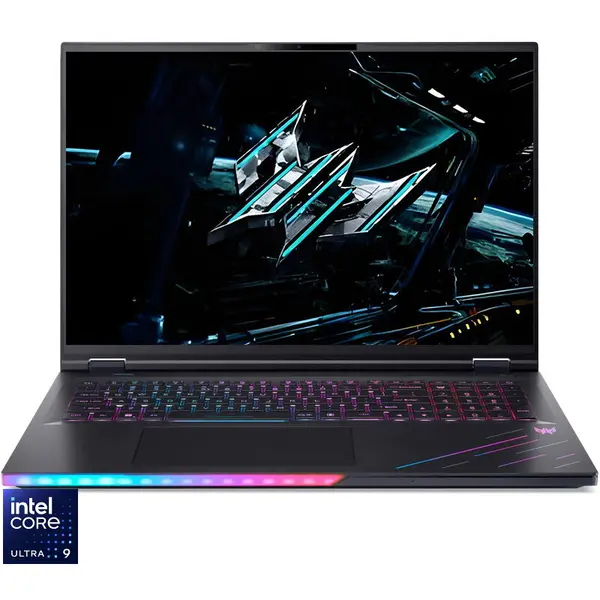 Acer Laptop Gaming Acer Predator Helios 18 AI PH18-73, 18 inch, WQXGA Mini LED 250Hz, Procesor Intel® Core Ultra 9 275HX (36M Cache, pana la 5.40 GHz), 96GB DDR5, 1TB + 1TB SSD, nVidia GeForce RTX 5080 16GB, Windows 11 Pro, Negru
