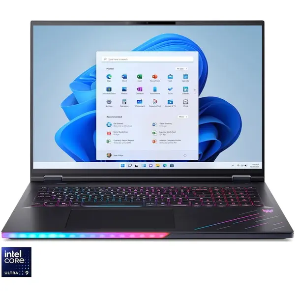 Acer Laptop Gaming Acer Predator Helios 18 AI, procesor Intel® Core™ Ultra 9 275HX pana la 5.4 GHz, 18 inch, WQUXGA Mini LED IPS, 120Hz, 96GB DDR5, 1TB + 2TB + 1TB SSD, NVIDIA® GeForce RTX™ 5090 24GB GDDR7, Windows 11 Pro, Negru