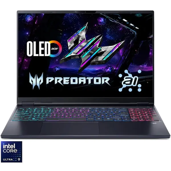 Acer Laptop Gaming Acer Predator Helios Neo 16S AI OLED PHN16S-71-99VW, Intel® Core™ Ultra 9 275HX pana la 5.4GHz, 16 inch, WQXGA, OLED, 165Hz, 32GB DDR5 RAM, 1TB SSD, NVIDIA® GeForce RTX™ 5070 Ti 12GB GDDR7, Windows 11 Home, Negru