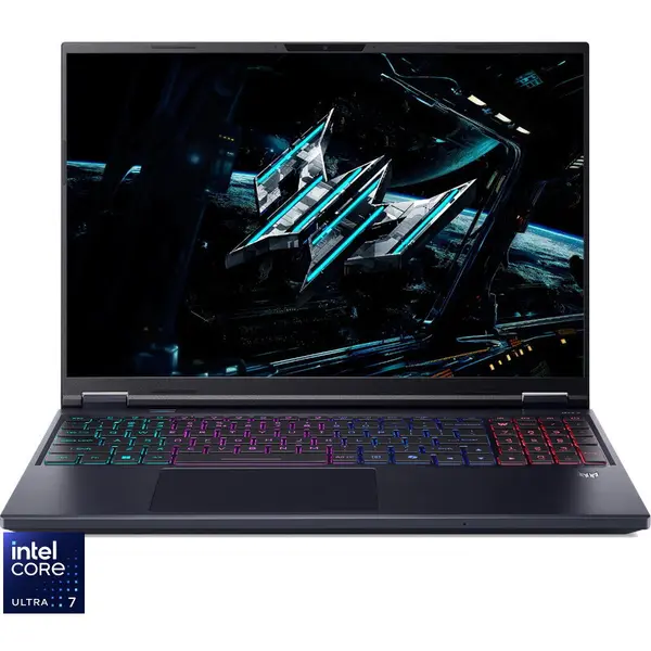 Acer Laptop pentru gaming Acer Predator Helios Neo 16 AI PHN16-73, Display 16'' WQXGA 2560 x 1600, IPS, Procesor Intel® Core™ Ultra 7 255HX, Memorie RAM 16GB DDR5, Capacitate de stocare 1TB SSD, Placa video dedicata nVidia GeForce RTX 5060 8GB GDDR7, Neg
