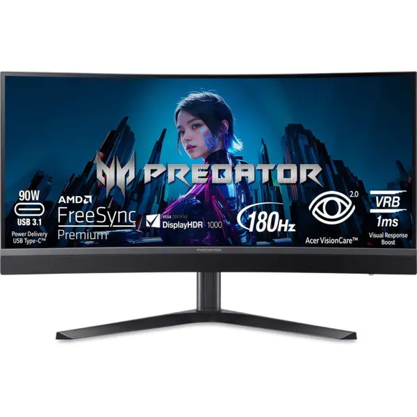 Acer Monitor Acer Predator X34 V3, 34'', VA, WQHD, 1ms, 180Hz, Negru