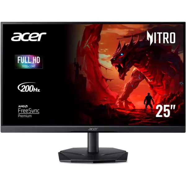 Acer Monitor Gaming Acer Nitro KG1, VA, 25 inch, Full HD (1920 x 1080), HDMI, DisplayPort, AMD FreeSync Premium, HDR10, 200Hz, 0.5ms, Negru