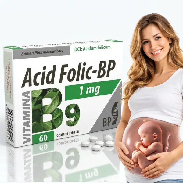 Acid Folic 1mg, Supliment Vitamina B9, 60 Comp.
