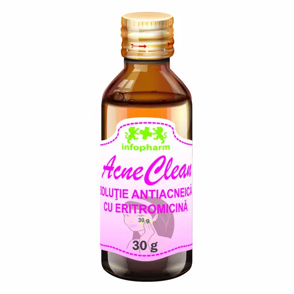 Acneclean solutie antiacneica cu eritromicina 30ml Infopharm