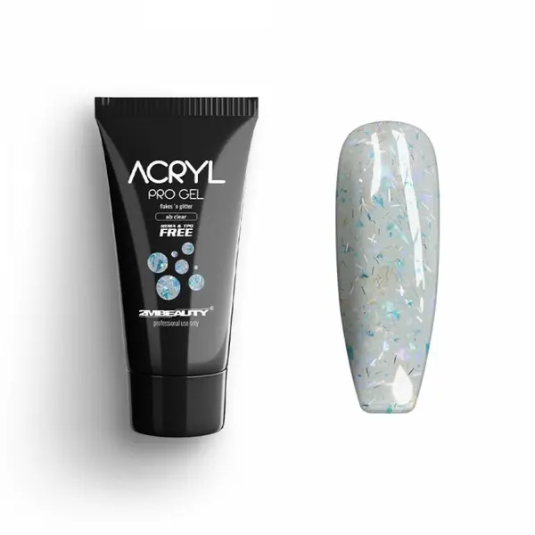 Acryl Pro Gel 2M Hema Free Flakes and Glitter AB Clear - 30g