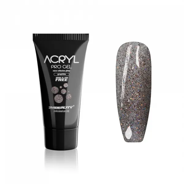 Acryl Pro Gel 2M Hema Free Micro Reflective Glitter Graphite - 30g