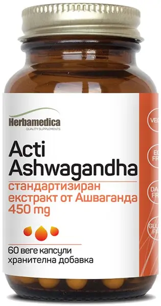 Acti Ashwagandha, 450 mg, 60 capsule vege, Herbamedica