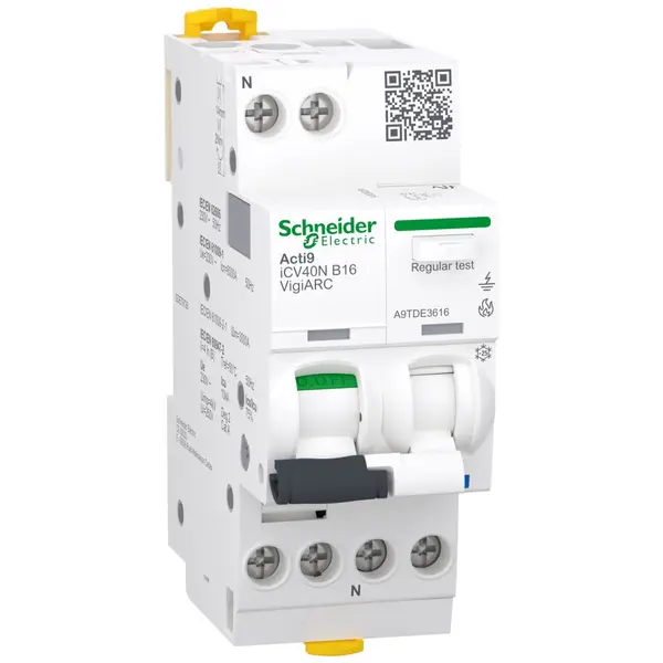 Acti9 AFDD, Intreruptor automat diferential, detectie arc electric, iCV40N, RCBO 1P+N, curba B, 16A, 6kA, 30mA tip A-SI, VigiARC Schneider A9TDE3616