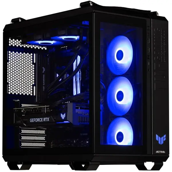Actina Sistem desktop Gaming, Actina KOMACNGIP0420, Midi Tower, Procesor Intel Core Ultra 9 285K pana la 5.5GHz, 32GB DDR5, 2TB SSD, NVIDIA GeForce RTX 5090 32GB GDDR7, Wi-Fi, Bluetooth, No OS, Negru