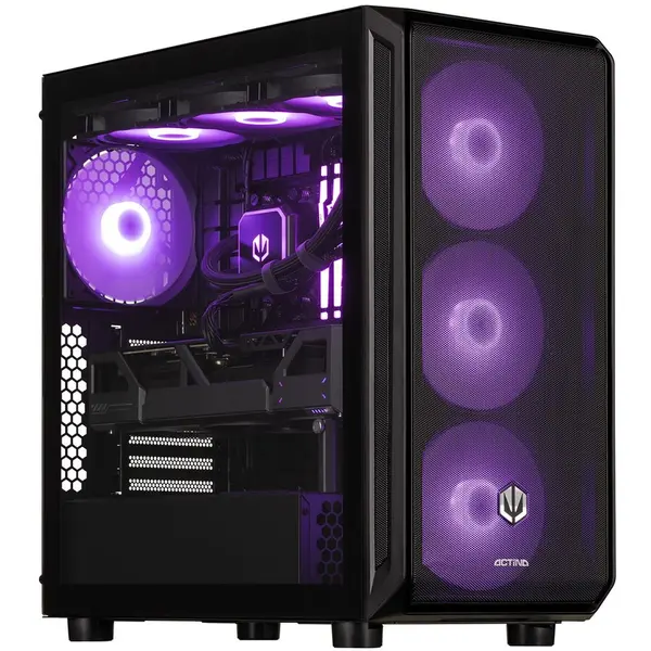 ACTION Sistem Desktop PC Actina KOMAAABTO7081, AMD Ryzen 7 9700X, 32 GB DDR5-SDRAM, 1 TB SSD, AMD Radeon RX 9060 XT, Windows 11 Pro, Midi Tower, Negru