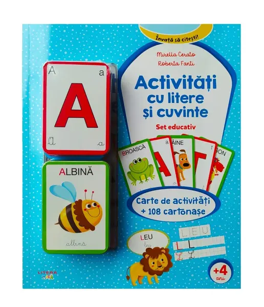Activitati cu litere si cuvinte. Set educativ. Carte de activitati + 108 cartonase