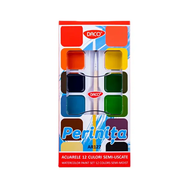 Acuarele 12 culori semi-uscate Perinita, Daco
