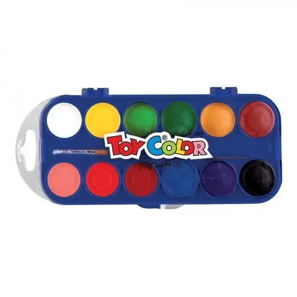 Acuarele 12culori/set cu pensula Toy Color Acuarele 12culori/set cu pensula Toy Color