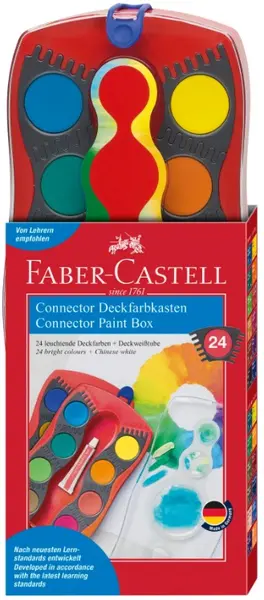 Acuarele Faber-Castell Connector Watercolours - 24 culori, paletă roșie