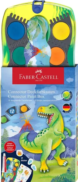 Acuarele pastila, 12culori/set connector dinozauri 2025 Faber-Castell