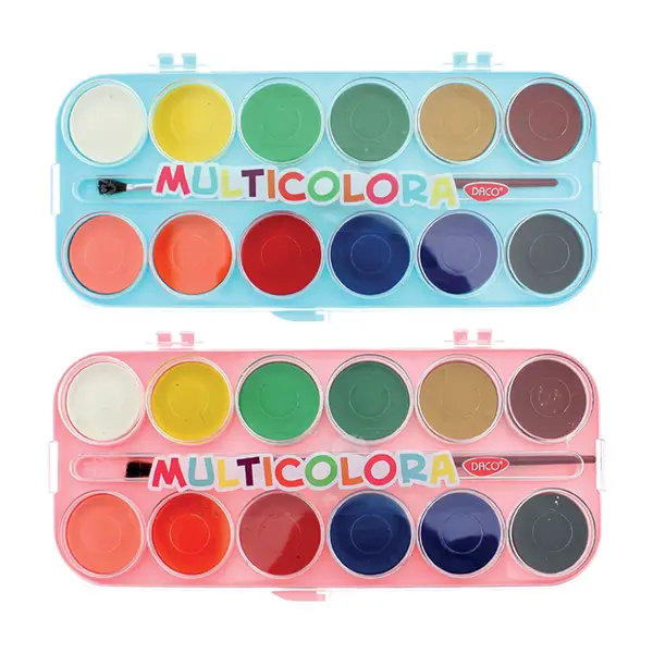 Acuarele pastila, 12culori/set, multicolora, Daco